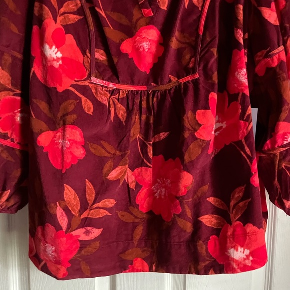 Sonoma Women's Size 2X Red Floral Corduroy Shirt - Picture 7 of 15
